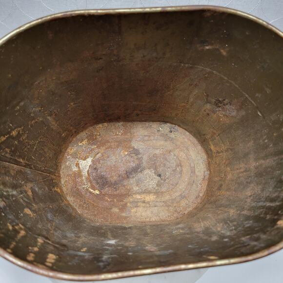 VTG Harvell Tolled Metal Trash Can 12" Red Floral Painted Oval MCM Wastebasket - Picture 9 of 16